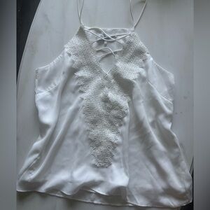 Wayf White Camisole with Embellished Tie Front